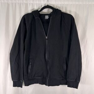 Grand Running Club Hoodie Men's Small Black Zip Pockets Full Zip Missing Drawstr
